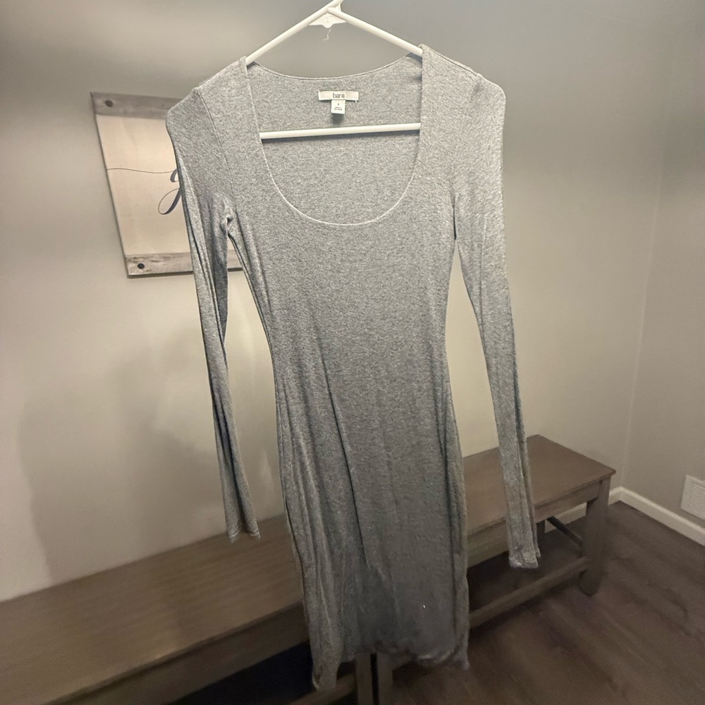 Bar III Heather Gray Long Sleeve Dress
